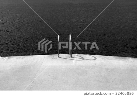 horizontal view of a concrete deck next to the ocean horizontal view of a concrete deck next to the ocean 22403886