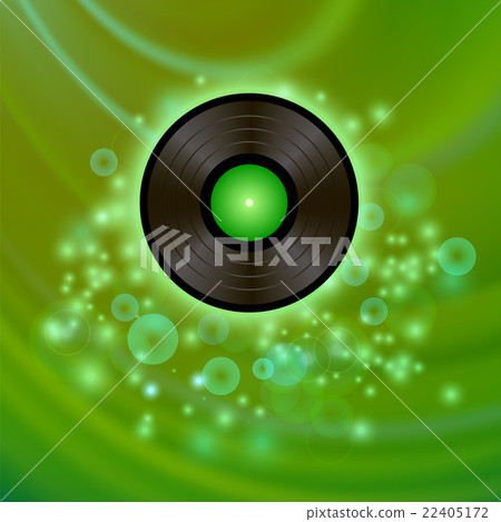 Retro Vinyl Disc on Green Background 22405172