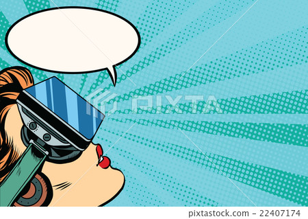 Retro girl with glasses virtual reality Retro girl with glasses virtual reality 22407174