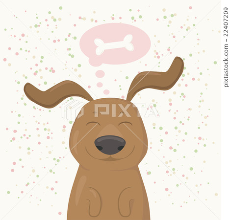 Happy dachshund puppy dreaming about a tasty bone 22407209