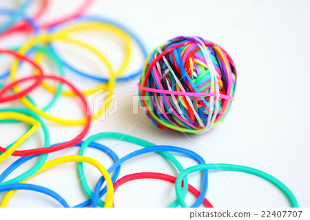 Colorful rubber band ball on white background 22407707