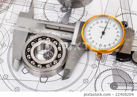 Ball bearings on technical drawing Ball bearings on technical drawing 22408204