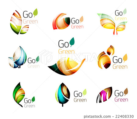 Green nature leaf vector concept icon set - Stock Illustration ...