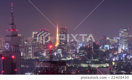 Tokyo night scene, panoramic view 22408430