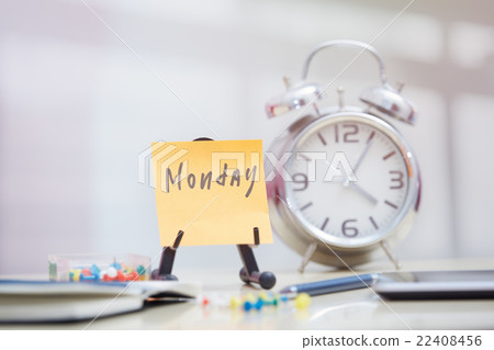 Monday text on adhesive note Monday text on adhesive note 22408456