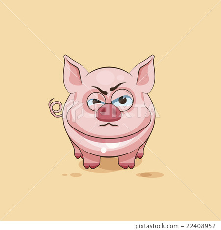 isolated Emoji character cartoon Pig sticker - Stock Illustration