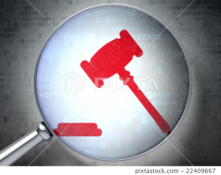 Law concept: Gavel with optical glass on digital Law concept: Gavel with optical glass on digital 22409667