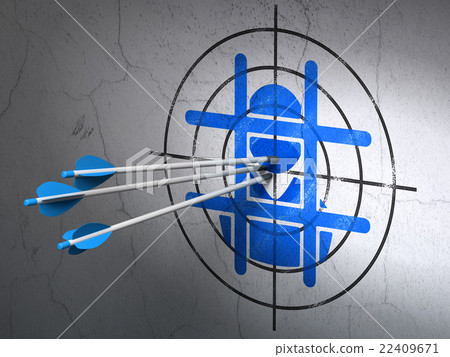 Law concept: arrows in Criminal target on wall Law concept: arrows in Criminal target on wall 22409671