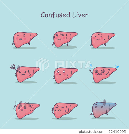 Confused cartoon liver set 22410995