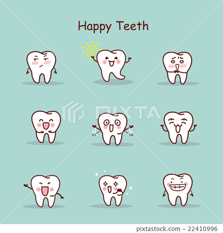 Happy cartoon tooth set 22410996