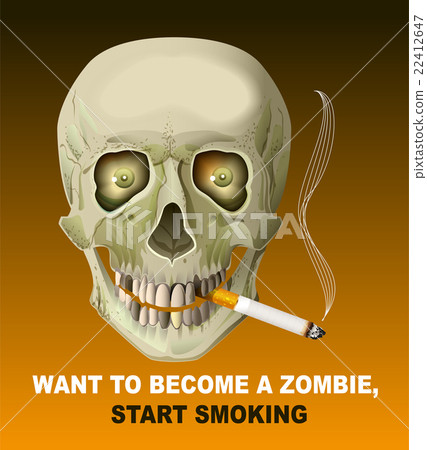 Human skull smoking cigarette. Harm of smoking Human skull smoking cigarette. Harm of smoking 22412647
