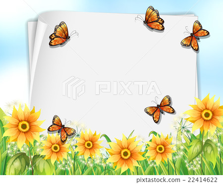 Paper design with butterflies and flowers Paper design with butterflies and flowers 22414622