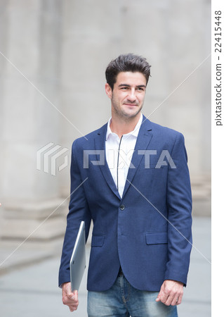 Business man smile look something 22415448