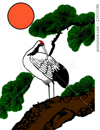 松樹白鶴花鳥 22415596