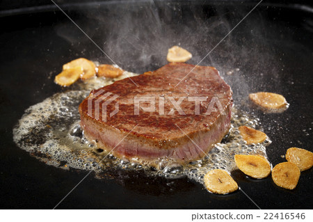 Japanese domestic black beef fillet steak with teppanyaki 22416546