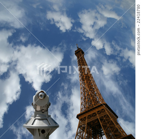Telescope viewer and Eiffel Tower in Paris, France 22418780