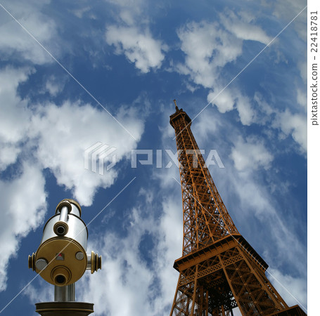 Telescope viewer and Eiffel Tower in Paris, France 22418781