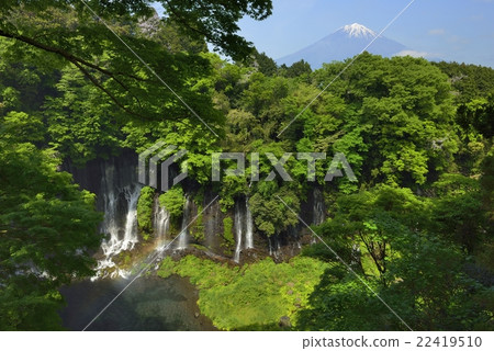 富士山和白海瀑布和彩虹(靜岡縣) 富士山和白海瀑布和彩虹(靜岡縣) 22419510