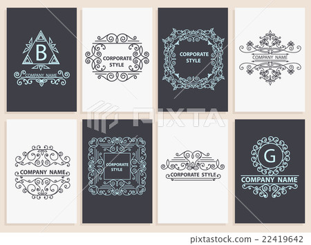 Design corporate cards ornamental, linear logos Design corporate cards ornamental, linear logos 22419642