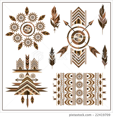 Set ornaments feathers, arrow 22419709