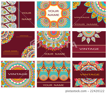 Set invitations, business cards decorative flowers Set invitations, business cards decorative flowers 22420122