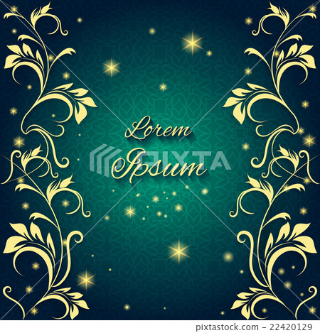 Greeting card with floral ornaments and lights Greeting card with floral ornaments and lights 22420129