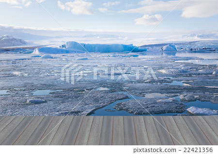 Opening wooden floor, Iceland winter landscape 22421356
