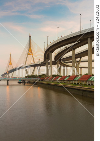 Bhumibol suspension Bridge cross Bangkok 22422032