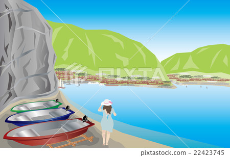 海邊風景婦女 22423745