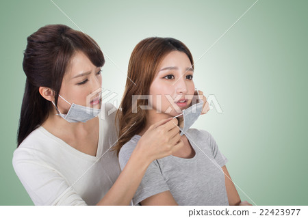 woman with her friends with mask 22423977