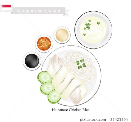 Hainanese Chicken Rice, A Dish in Singapore - Stock Illustration ...