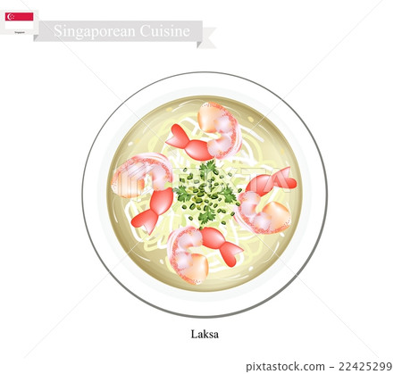 Laksa or Singaporean Rice Noodle Soup with Seafood Laksa or Singaporean Rice Noodle Soup with Seafood 22425299