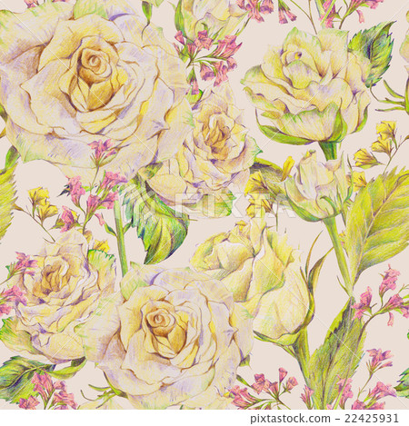 Floral seamless background with white roses - Stock Illustration ...