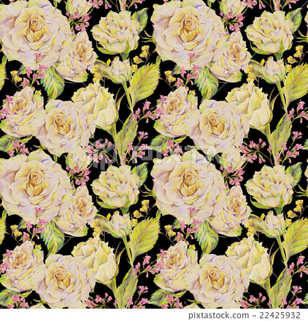 Floral seamless background with white roses - Stock Illustration ...