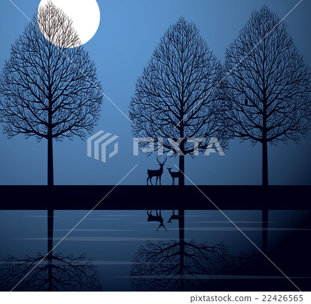 Moonlight and deer 22426565