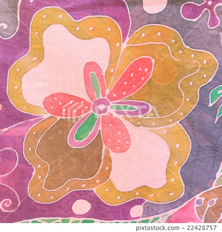 abstract flower on pink brown purple silk batik 22428757