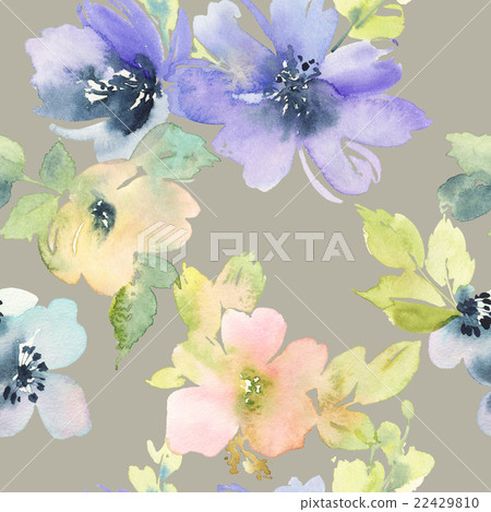 Seamless pattern with flowers watercolor 22429810