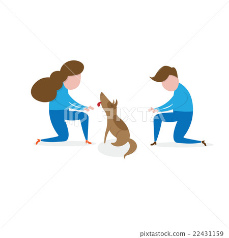 Man and woman playing with dog Man and woman playing with dog 22431159