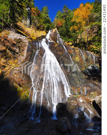 秋季狹窄的瀑布 22431495