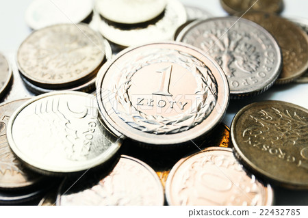 Polish zloty coins, close up 22432785