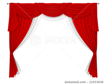 Stock Illustration: Classic red and white curtain