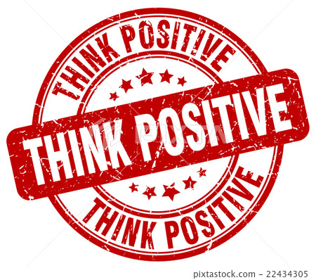 think positive red grunge round rubber stamp - Stock Illustration ...