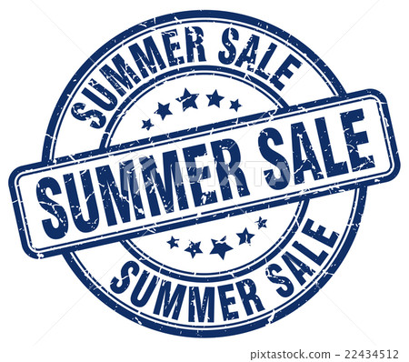 summer sale blue grunge round vintage rubber stamp - Stock Illustration ...