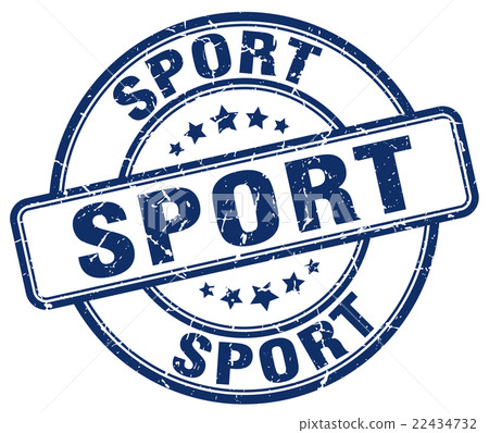 sport blue grunge round vintage rubber stamp - Stock Illustration ...