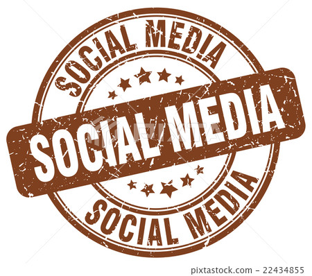 social media brown grunge round rubber stamp - Stock Illustration ...