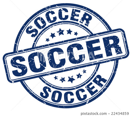soccer blue grunge round vintage rubber stamp - Stock Illustration ...