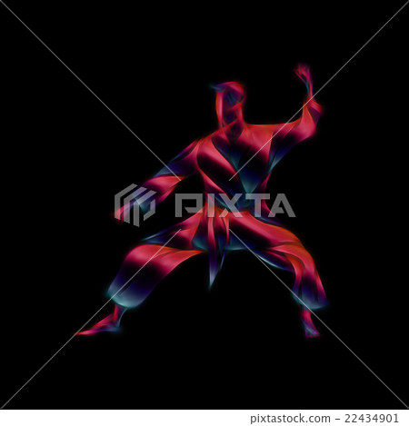 Martial arts abstract silhouette on black back 22434901