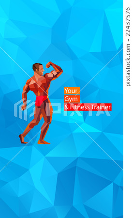 Colored posing bodybuilder, silhouette Colored posing bodybuilder, silhouette 22437576