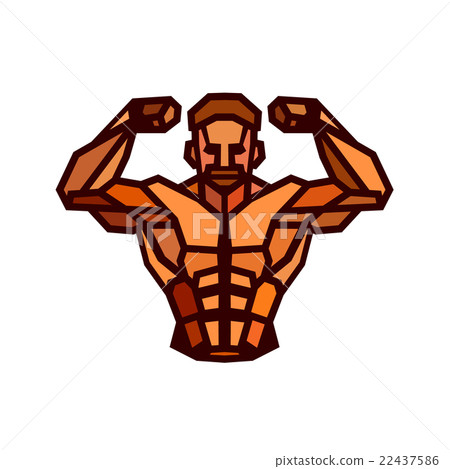 Polygonal colored vector bodybuilder logo.  22437586