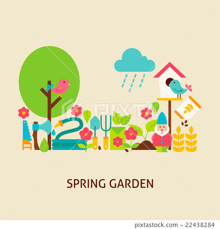 Spring Garden Vector Flat Concept Spring Garden Vector Flat Concept 22438284